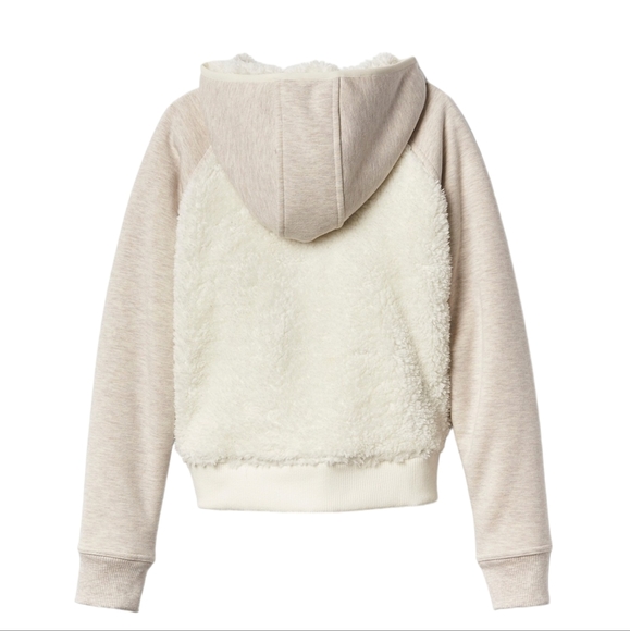 Athleta Girl Fleece Sherpa Full Zip Hoodie Jacket Oatmeal Heather size XL/14 - Picture 4 of 15